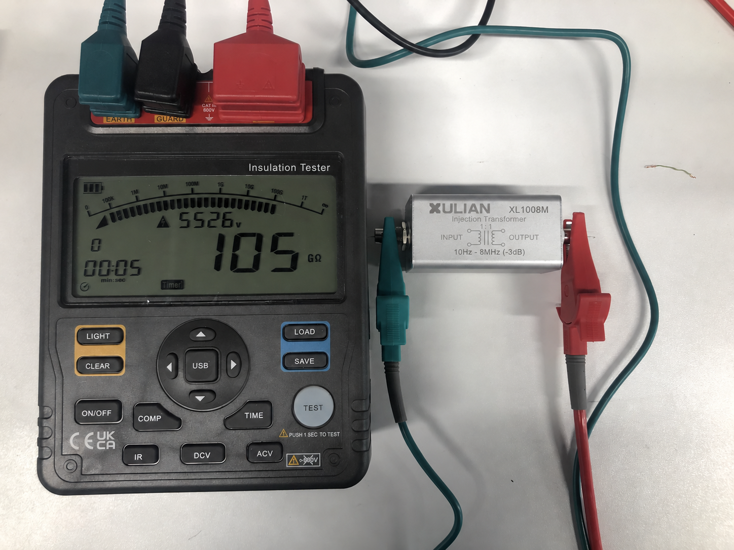 XL1008M 隔離檢查配置與儀表讀值畫面。